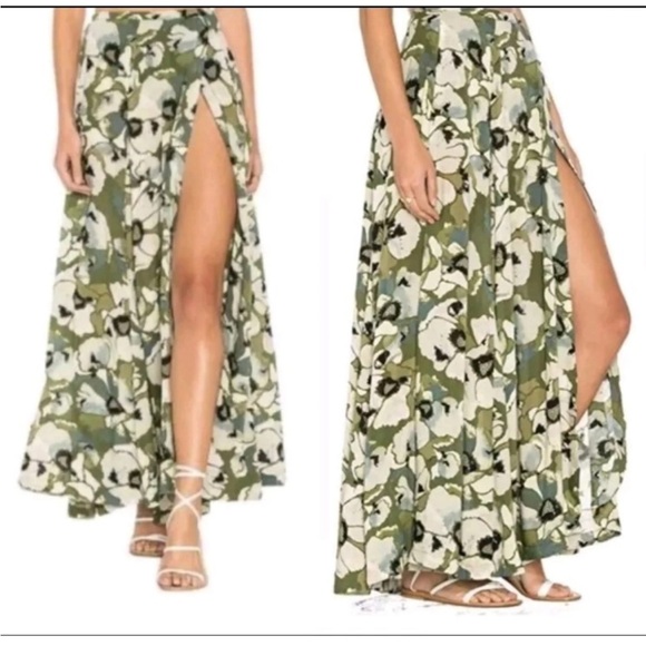 Free People Green Floral Maxi Skirt - Picture 2 of 7